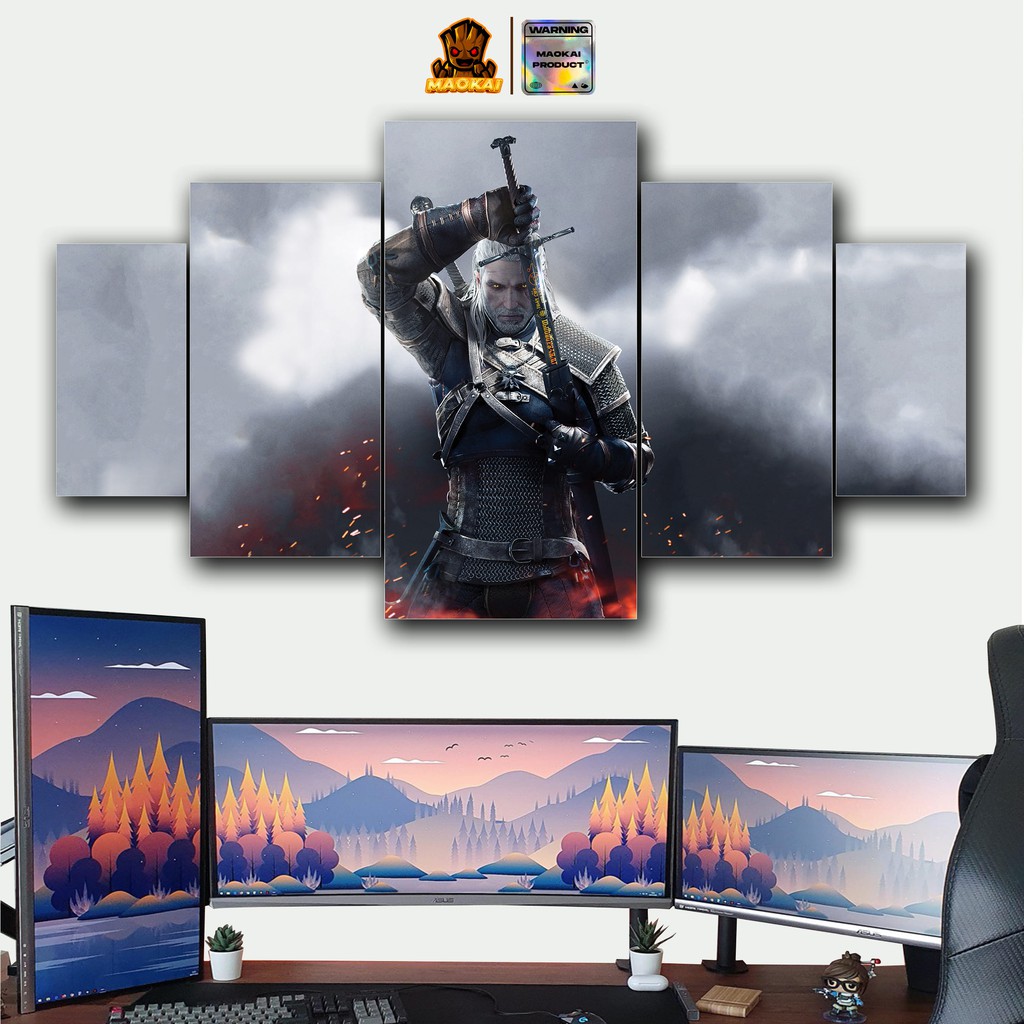 MAOKAI 1 SET Pajangan Hiasan dinding The Witcher 3 Poster Kayu Wall Decor