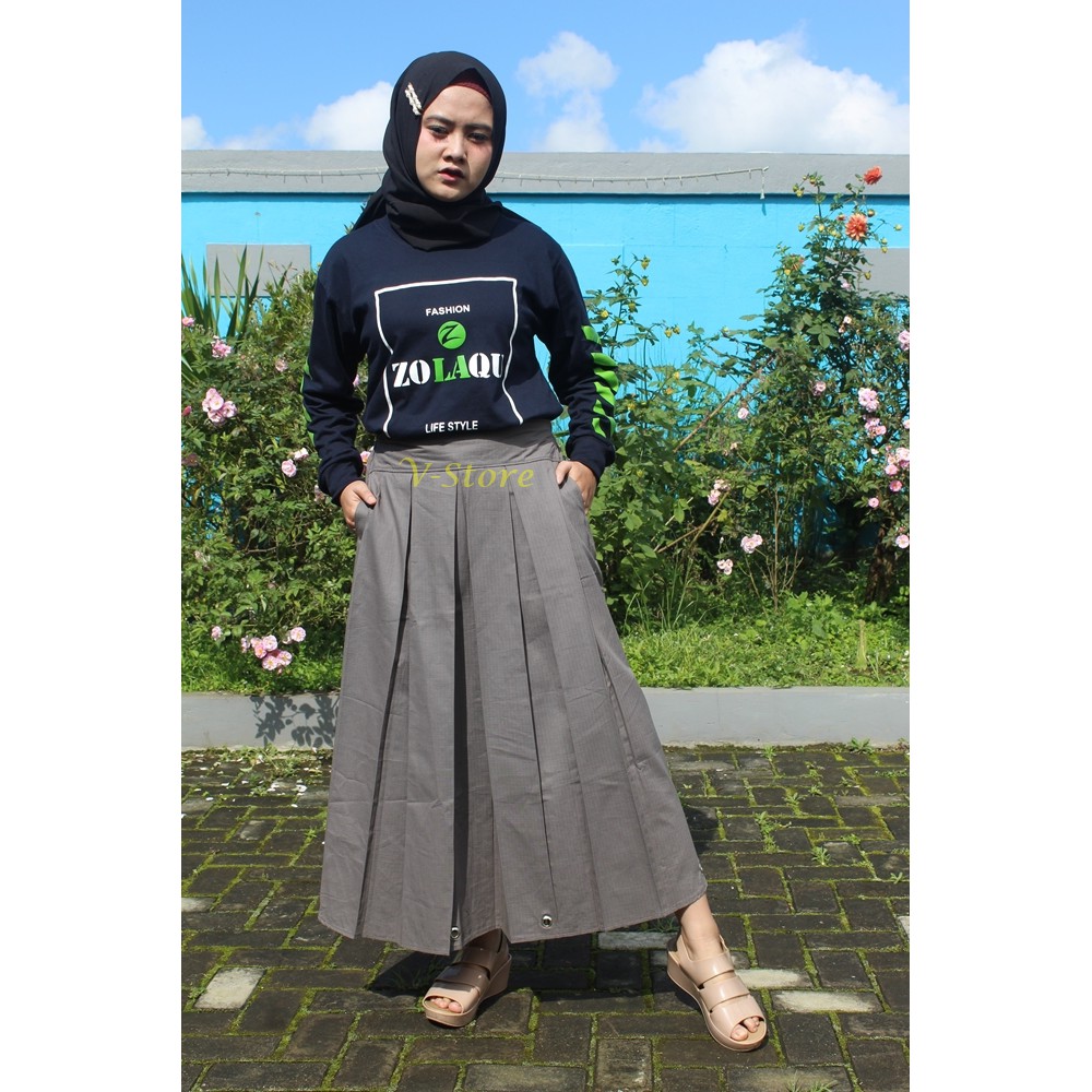 Rok Ring Panjang Warna Hijau Botol