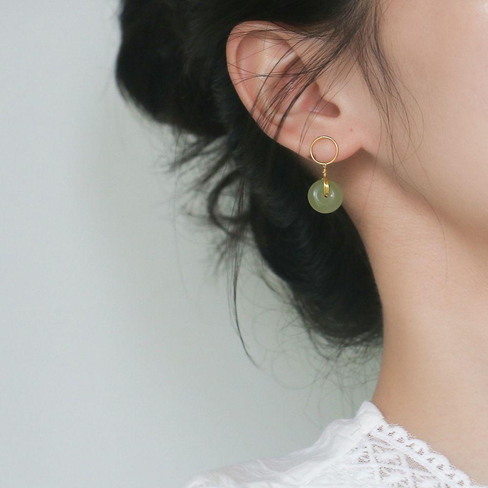 Mxbeauty Anting Wanita Hijau/Putih Retro Chinoiserie Klasik Tren Gadis Untuk Hadiah Ibu Anting Gaya Korea