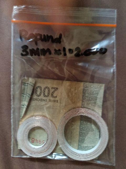 1 Roll  3mm Copper Tape Tembaga Foil Jalur Konduktor Pcb Led Lem Stiker Panas Isi 25meter