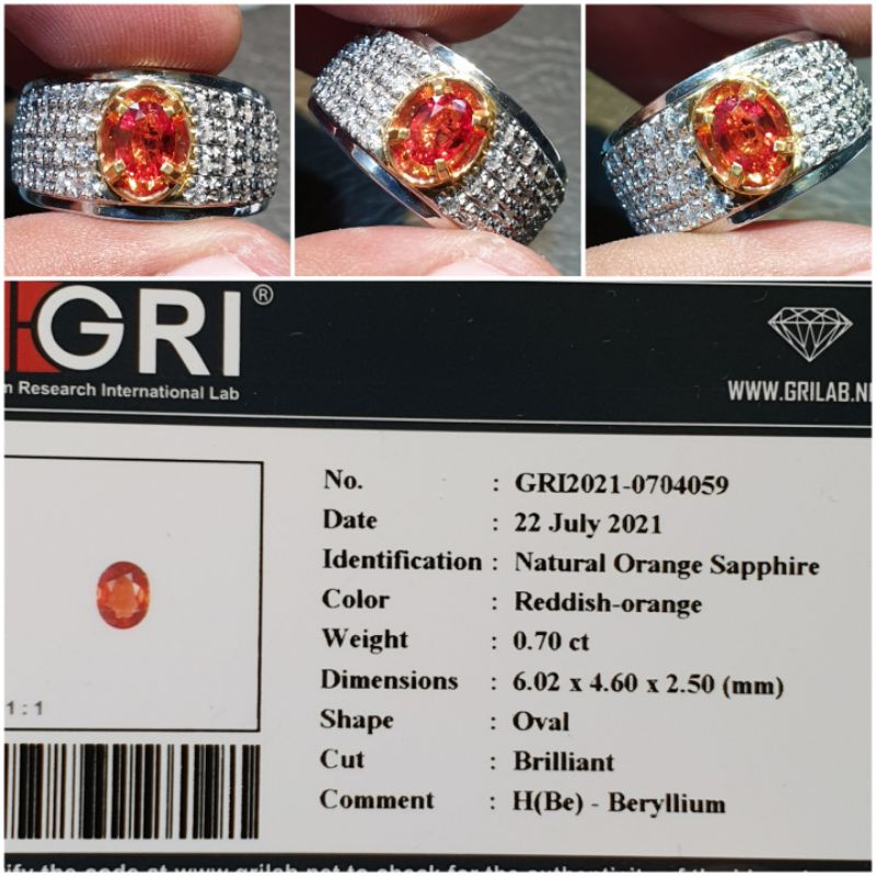 Natural Orange Sapphire Memo 0.70 crt
