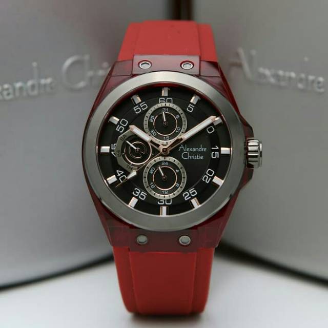 Alexandre Christie AC 6546 BLACK RED Pria Original