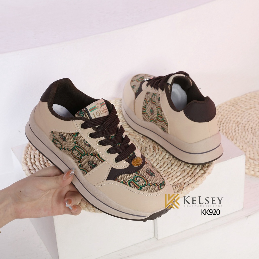 (GRATIS ALAS KAKI) Kelsey Sepatu Sneakers  Wanita  Import KK920