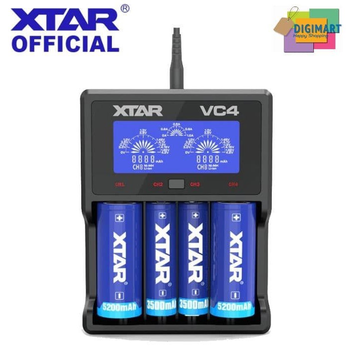 Xtar Vc4 4 Slot Battery Charger For Li Ion Ni Mh With Lcd Shopee Indonesia