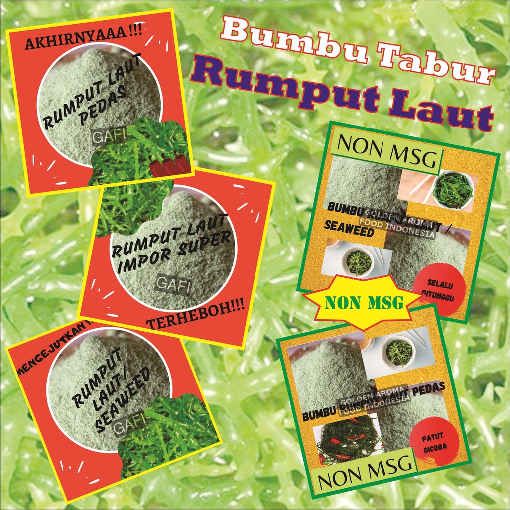 

Jual Bumbu Tabur Bubuk Tabur Seasoning Powder Aneka Rasa Rumput Laut 100 gr, Halal,Gurih,Enak,Nagih