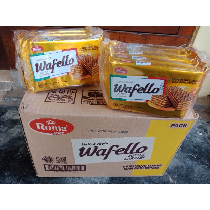 Wafer Roma Wafello 48g Coklat dan Butter Caramel murah by mayora