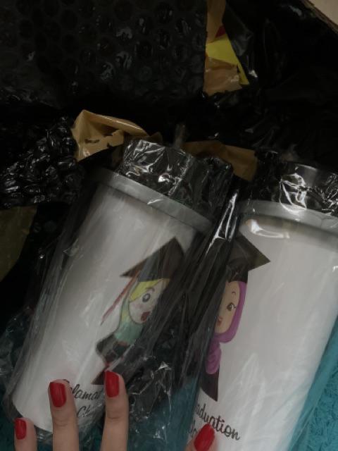 Tumbler Botol Minum Kado Gift Souvenir Wisuda Graduation Wanita Hijab Go Green Gelas