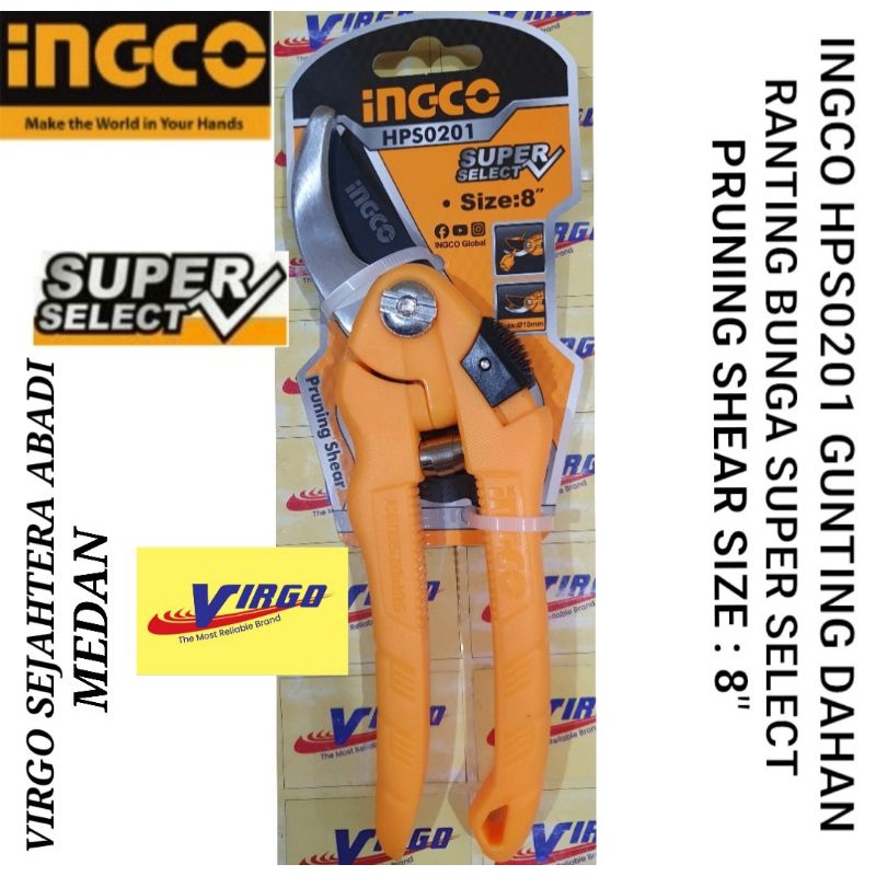 

INGCO HPS0201 GUNTING DAHAN RANTING BUNGA - PRUNING SHEARS 8 INCH SUPER SELECT 8" HPS 0201