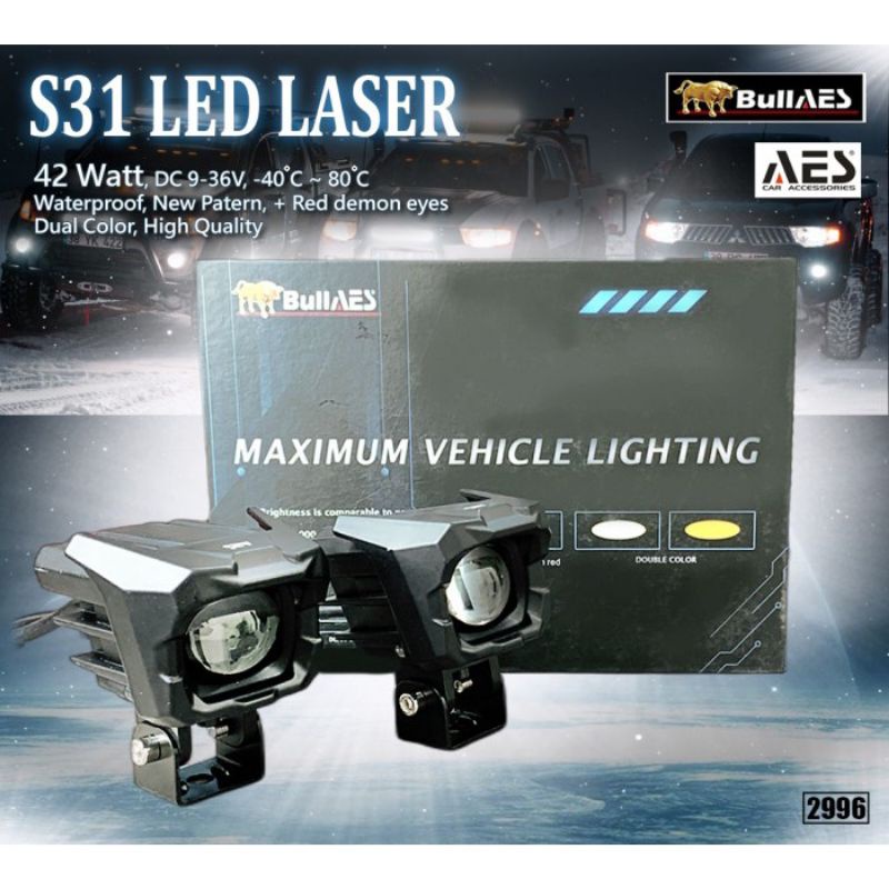 LASER LAMPU TEMBAK S31 LED LASER DEVIL EYE SOROT HI LOW BEEM HARGA SEPASANG