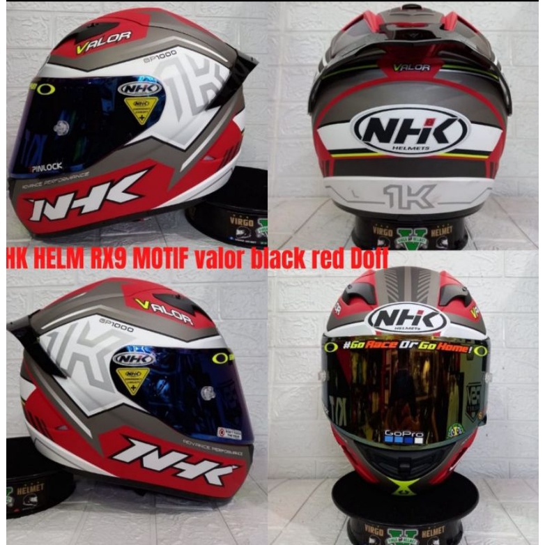 NHK HELM GP1000 MOTIF VALOR BLACK RED DOFF PAKET GANTENG SNI{ongkir Termurah 2 kg}
