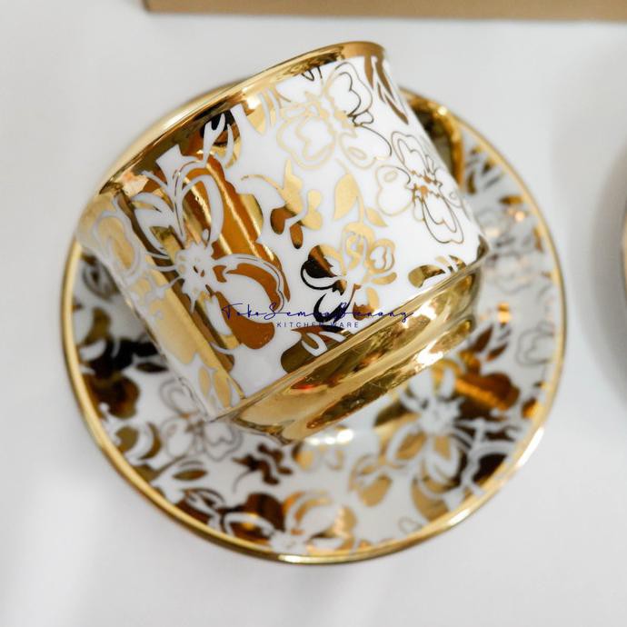 TOKOSEMUASENANG CANGKIR SET BISTRO GOLD 12 PCS (FLOWER GOLD)