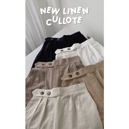 CELANA KULOT LINEN HIGHWAIST PREMIUM SIDE BUTTON/CELANA WANITA/CELANA KULOT/KULOT