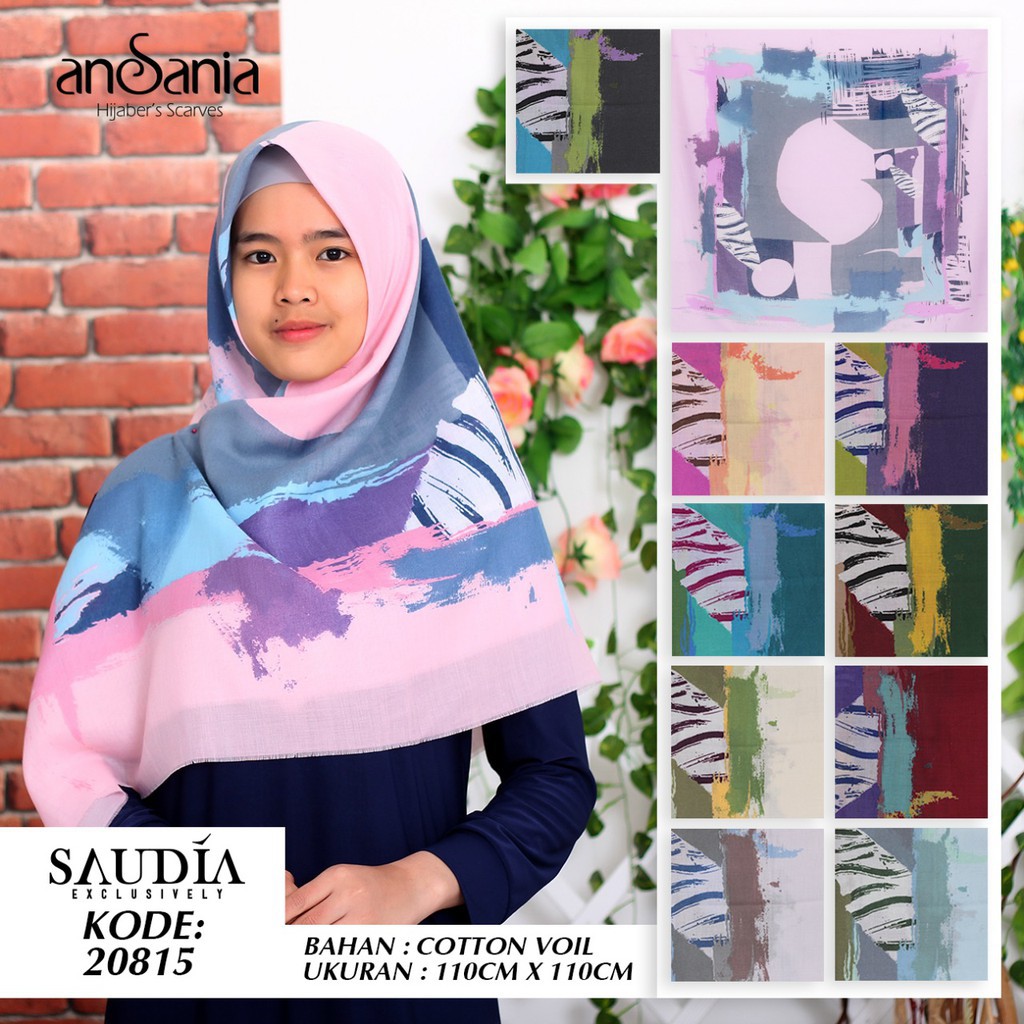 Saudia  Ansania Segiempat  Rawis Motif 20815  ( jilbab segiempat  - hijab kerudung  square )