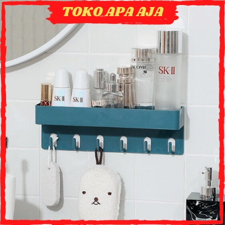 Rak Dinding Tempel 6 Hook Alat Dapur Rak Kosmetik Dekorasi Dinding Dekorasi Kamar Tempat Penyimpanan