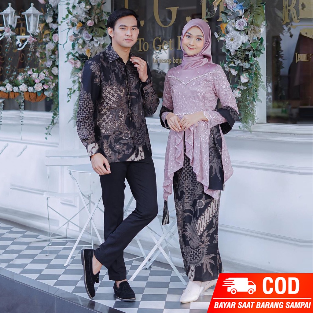 AZKANA BATIK - Kebaya Batik Couple Juwita Sarimbit Couple Modern Kebaya Lamaran Dan Tunangan Kekinian Kebaya Wisuda Modern