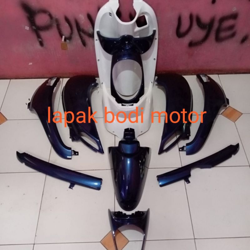 cover full fullset bodi body halus alus honda scopy scoopy fi 2013-2016 biru dongker navy glosy glos