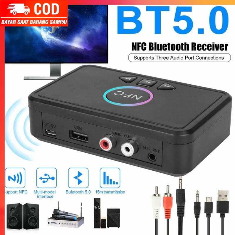 (100% BARANG ORI) Centechia Audio Bluetooth 5.0 Receiver Adapter NFC RCA AUX - D10