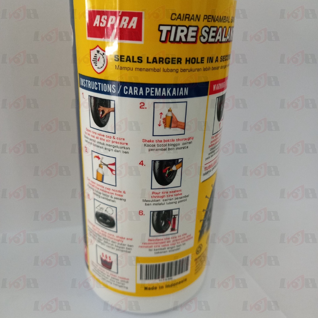 ASPIRA Cairan Anti Bocor 500ml Tambal Ban Tubeles Tire Sealant Motor Mobil Anti Ranjau Paku Protech