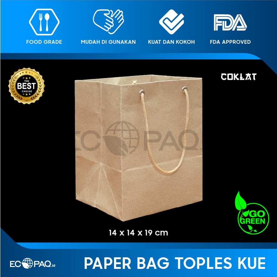 

Paper Bag Polos - PaperBag Kue Kering - KRAFT COKLAT - 14x14x19 cm (12 pcs)