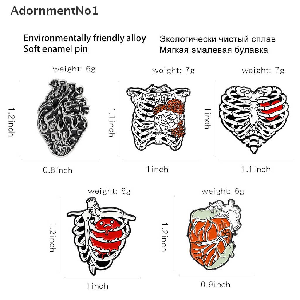 (AdornmentNo1) Bros / Pin Enamel Bentuk Anatomi Manusia + Bunga + Hati Untuk Aksesoris Wanita