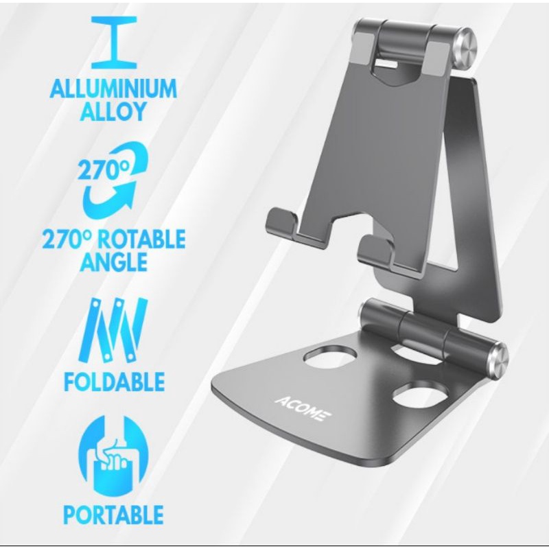 ACOME Phone Stand Holder Tablet iPad iPhone Alluminium Alloy AH01 - GREY