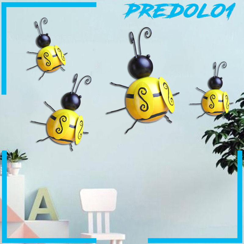 (Predolo1) 4pcs Ornamen Patung Lebah Bumble Bee Bahan Metal Untuk Dekorasi Taman