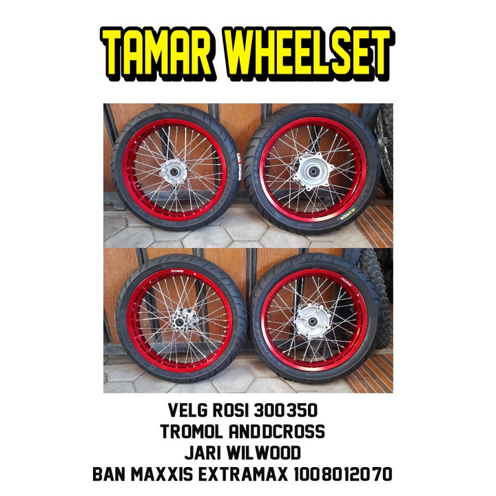 WHEELSET SUPERMOTO CRF 300/350 BAN MAXXIS BARU RING 17