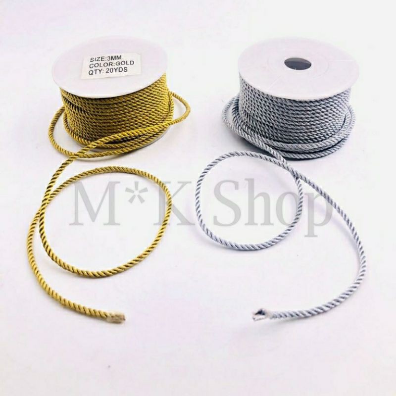 Tali Kur model Tambang warna Emas/Perak 3 mm untuk crafting