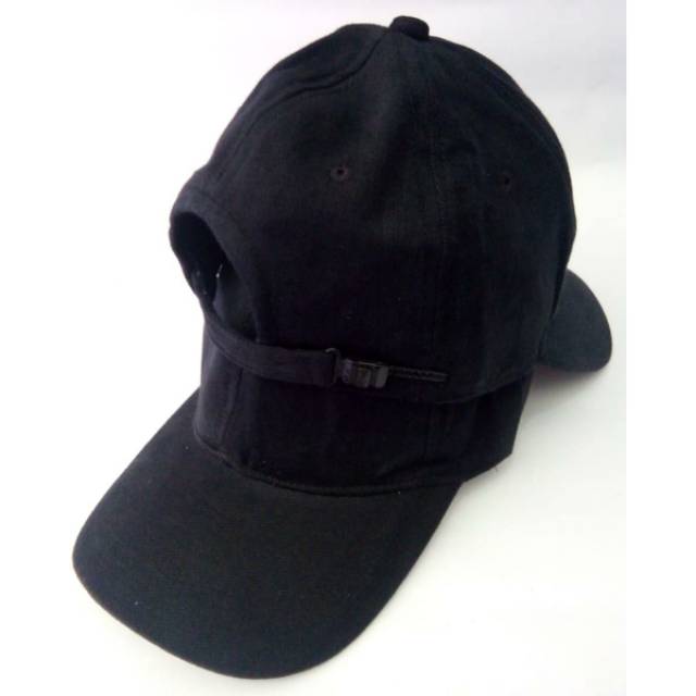 PREMIUM Topi polos hitam baseball distro berkualitas bahan rafell pengait belakang rell unisex