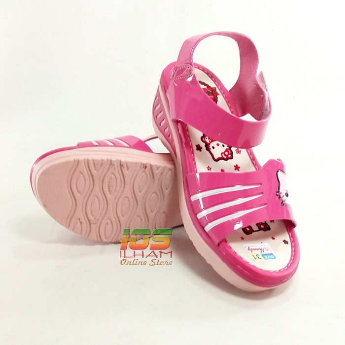 Sandal Let Anak Wedges NINNDY Hello Kitty Hak 4,5cm Size 26-35 Pink