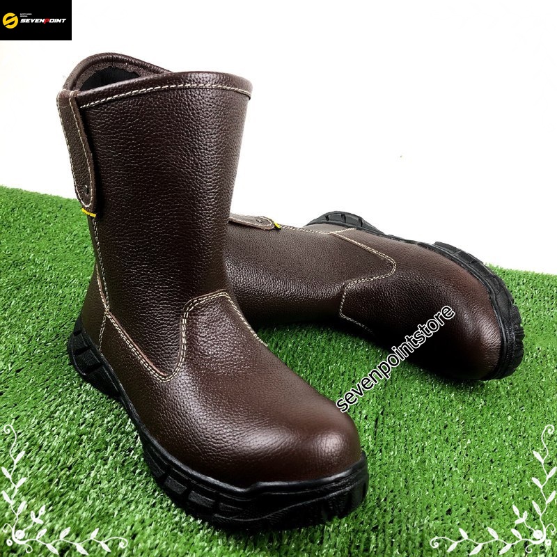 Sepatu Safety Pria Ujung Besi Proyek Boots Kulit Sapi Asli Kerja Lapangan Septi Sefty Shoes