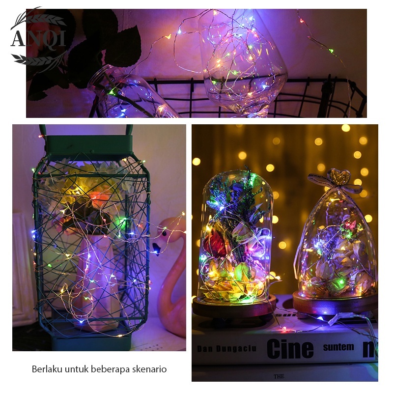 ANQI 1888 Lampu Tumblr Kawat Hias Dekorasi  Lampu LED Dekor Bunga Balon Souvenir Kado