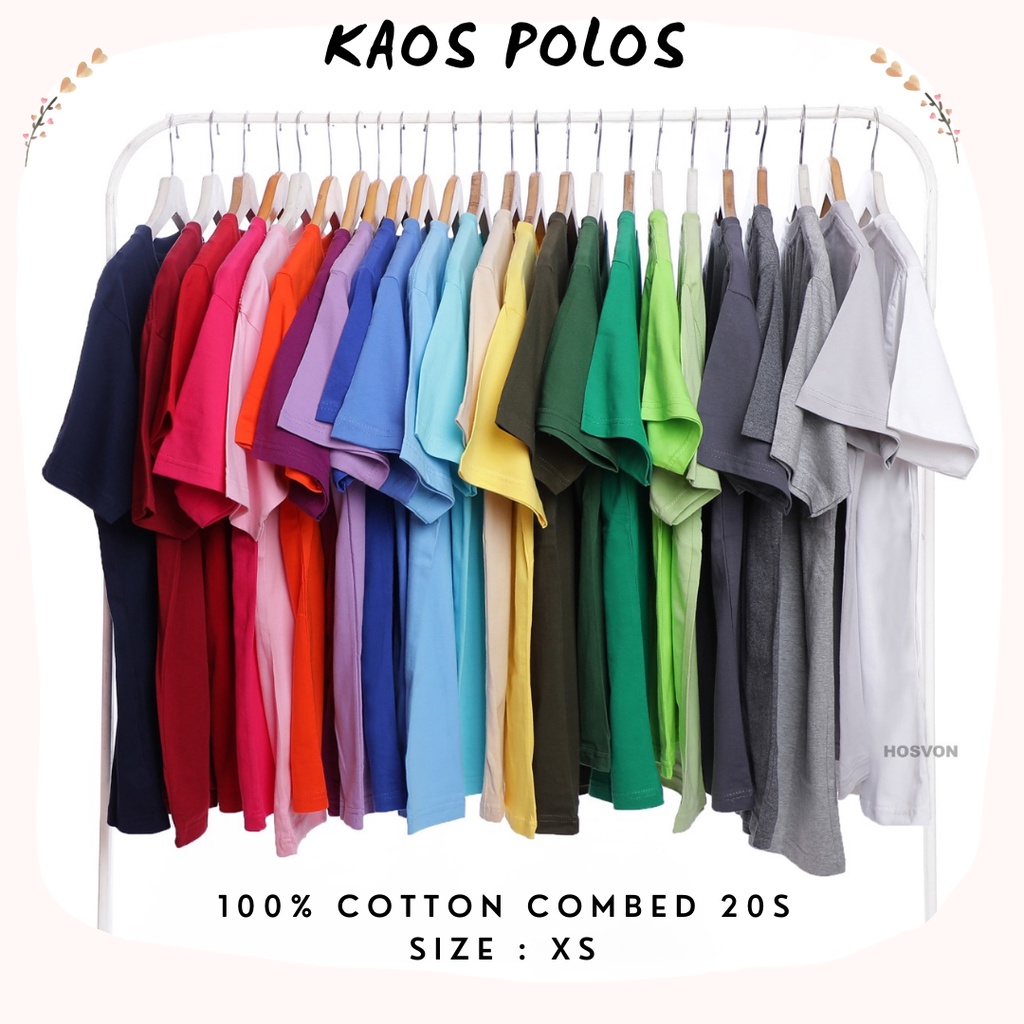 SIZE XS | Kaos Polos Cotton Combed 20s Lengan Pendek