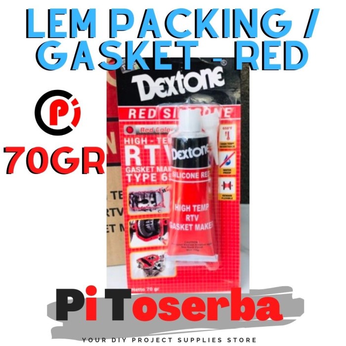 DEXTONE Red Silicone RTV Gasket Isi 70gr Lem Paking Mesin Gasket Merah