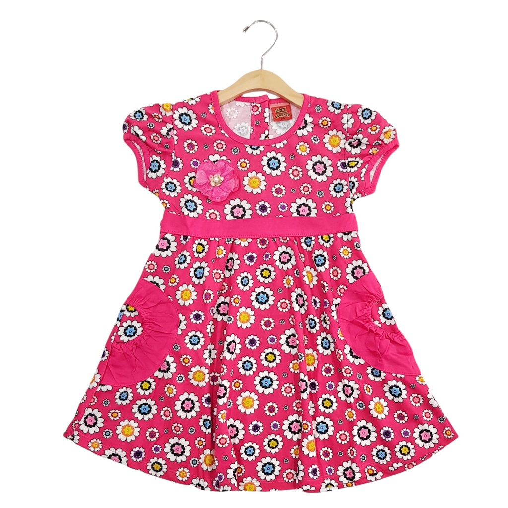 DRESS FASHION ANAK PEREMPUAN BAHAN KAOS MOTIF SMALL FLOWERS 1-5 TAHUN NEW