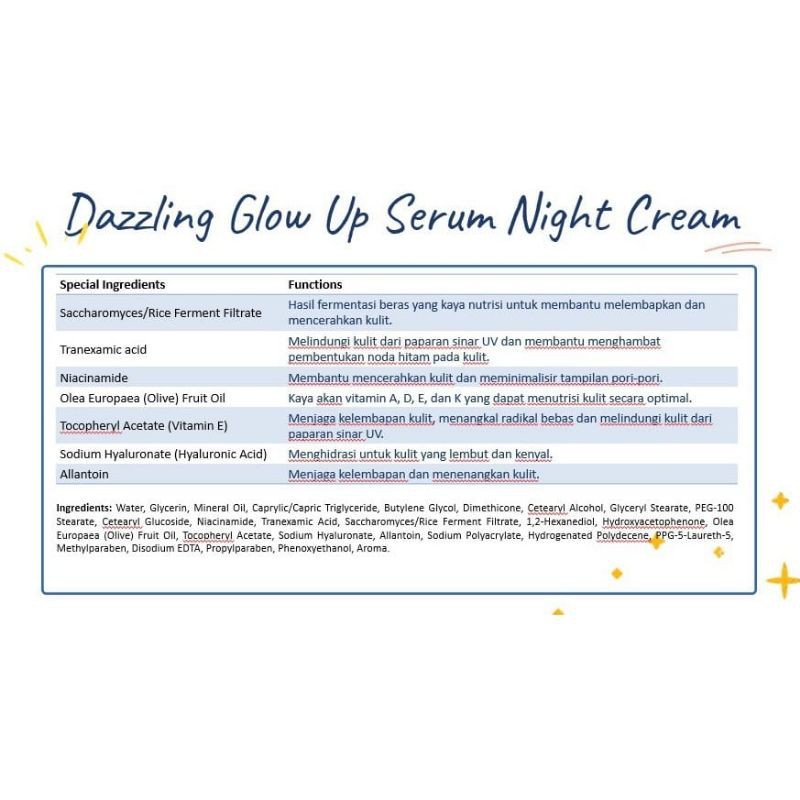 You Dazzling Glow Up Serum Night Cream / Krim Wajah Malam Hari