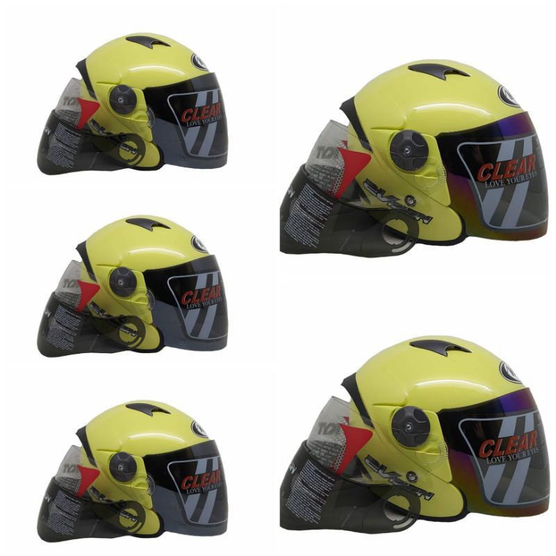 Helm Kyt 2vision Kuning Lemon Paket Kaca Silver/plangi Spoiler