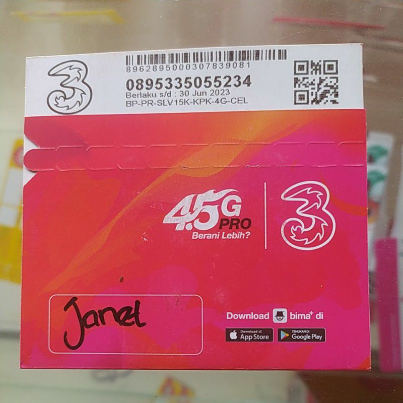 Kartu Perdana Tri Janet 2k