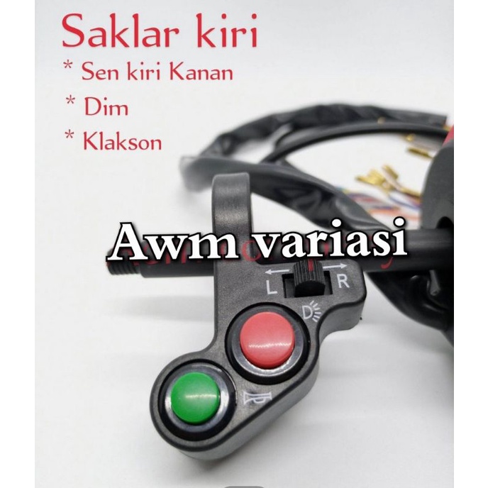 Paket saklar set kiri kanan - Saklar kanan 2 tombol &amp; Saklar kiri 3 tombol universal motor