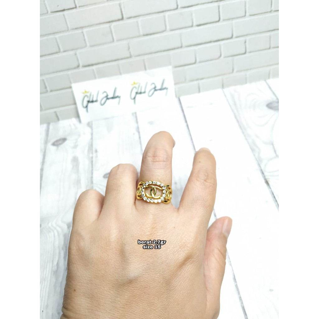 CINCIN CC BULAT MATA GOLD PERAK ASLI S925 GLOBAL JEWELLERY CH016