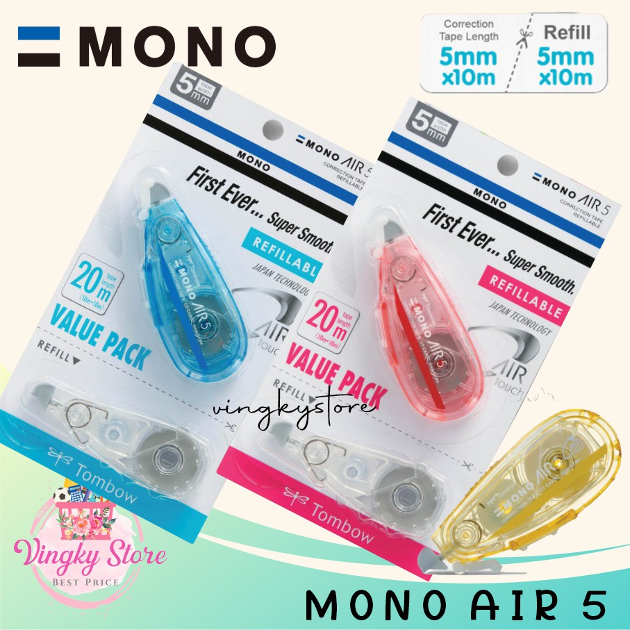 

Correction Tape / Tipex Kertas Tombow Mono Air 5 + Refill 5mm x 20m