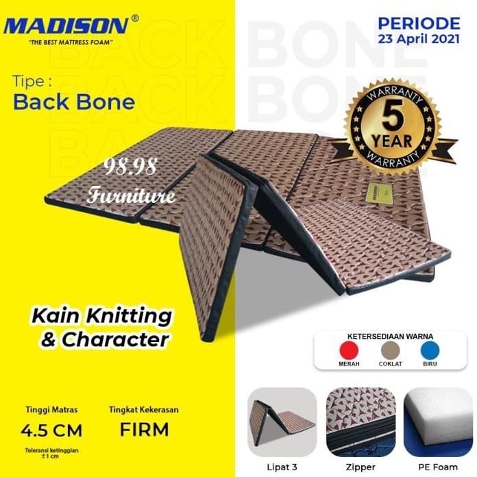 MADISON Kasur Lipat - Tilam Busa Lipat Backbone 120cm - Tilam Busa Gulung lengkap Tas - Medan