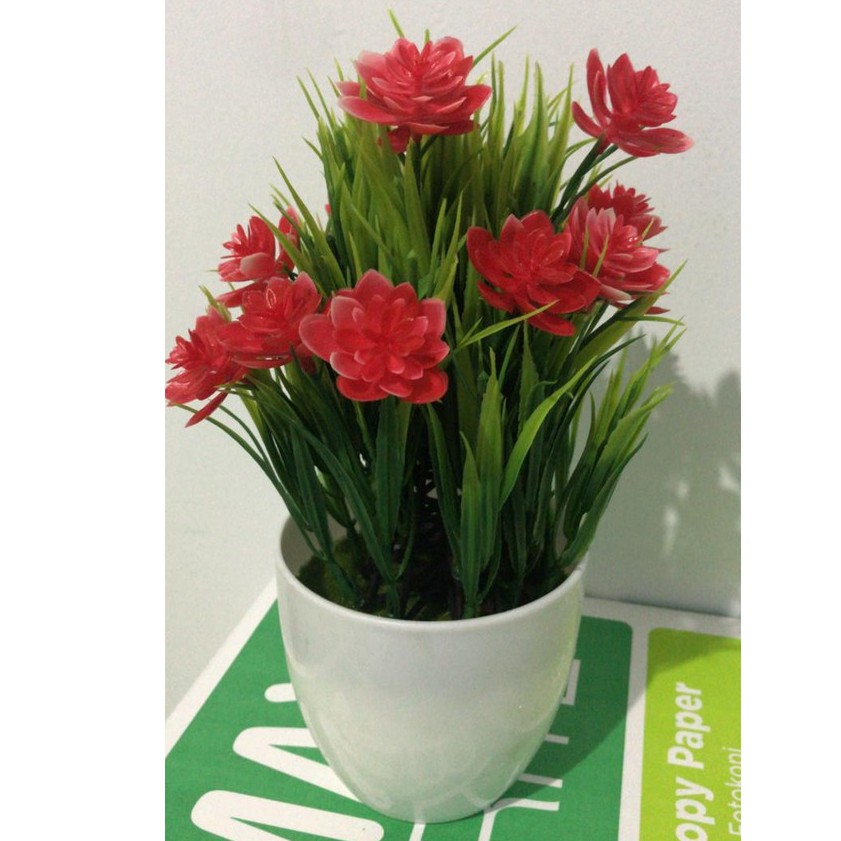 COD / JB Bunga plastik / pajangan bunga Artificial / motif Daisy / Bunga Import P2041-MERAH