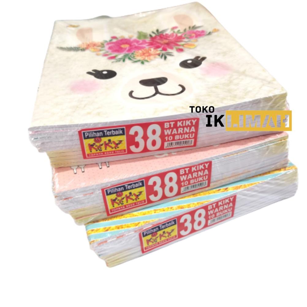 

[(BAYAR DITEMPAT) KIKY Buku Tulis Sekolah Warna 38 Lembar (Isi / Pak 10 Buku) / Motif Random