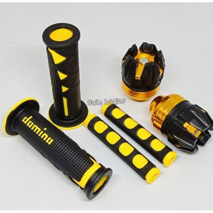 PAKET 3 IN 1 -Handgrip New Shark Motor Variasi+Jalu as Roda + karet handle Bisa Dibuat Semua Motor