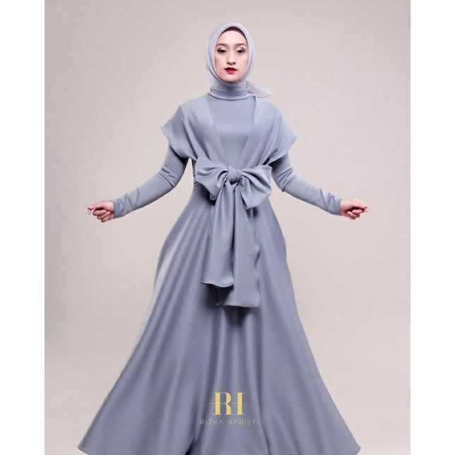 Preloved Laluna Dress Abu Sage by Rizka Haristi