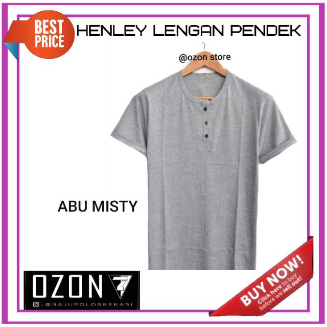 Kaos Polos Henley Kaos Polos Kancing Kaos Polos Misty Lengan Pendek