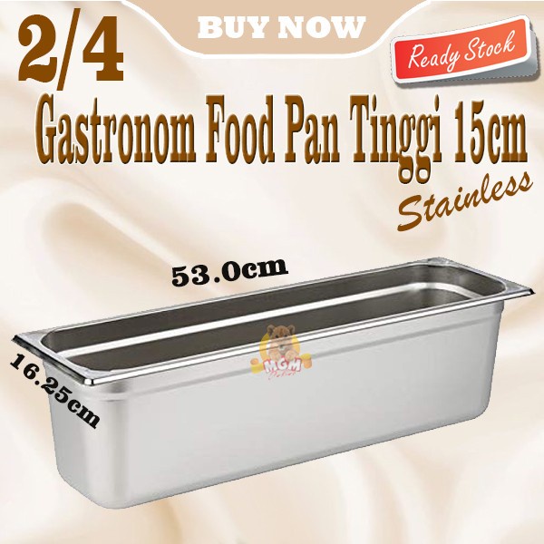 Food pan prasmanan Stainless ukuran 2/4 tinggi 15CM Gastronorm