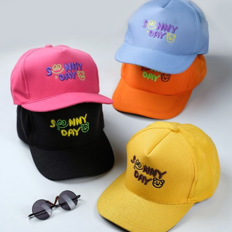 Topi Baseball Anak Bordir Sunny Day Drill Premium Usia 2-10 Tahun-Oren