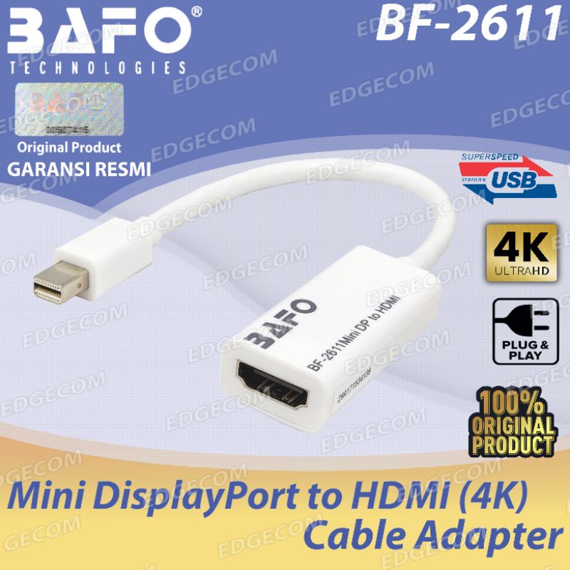 BAFO Mini Display Port to HDMI Female 4K / Mini DP to HDMI Cable Adapter BF-2611